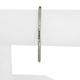 14k White Gold 5.7g Hammered Textured 3mm Fancy Bangle Bracelet Italy 7"
