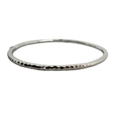 14k White Gold 5.7g Hammered Textured 3mm Fancy Bangle Bracelet Italy 7"