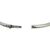 14k White Gold 5.7g Hammered Textured 3mm Fancy Bangle Bracelet Italy 7"
