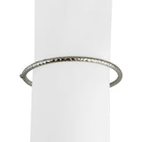 14k White Gold 5.7g Hammered Textured 3mm Fancy Bangle Bracelet Italy 7"
