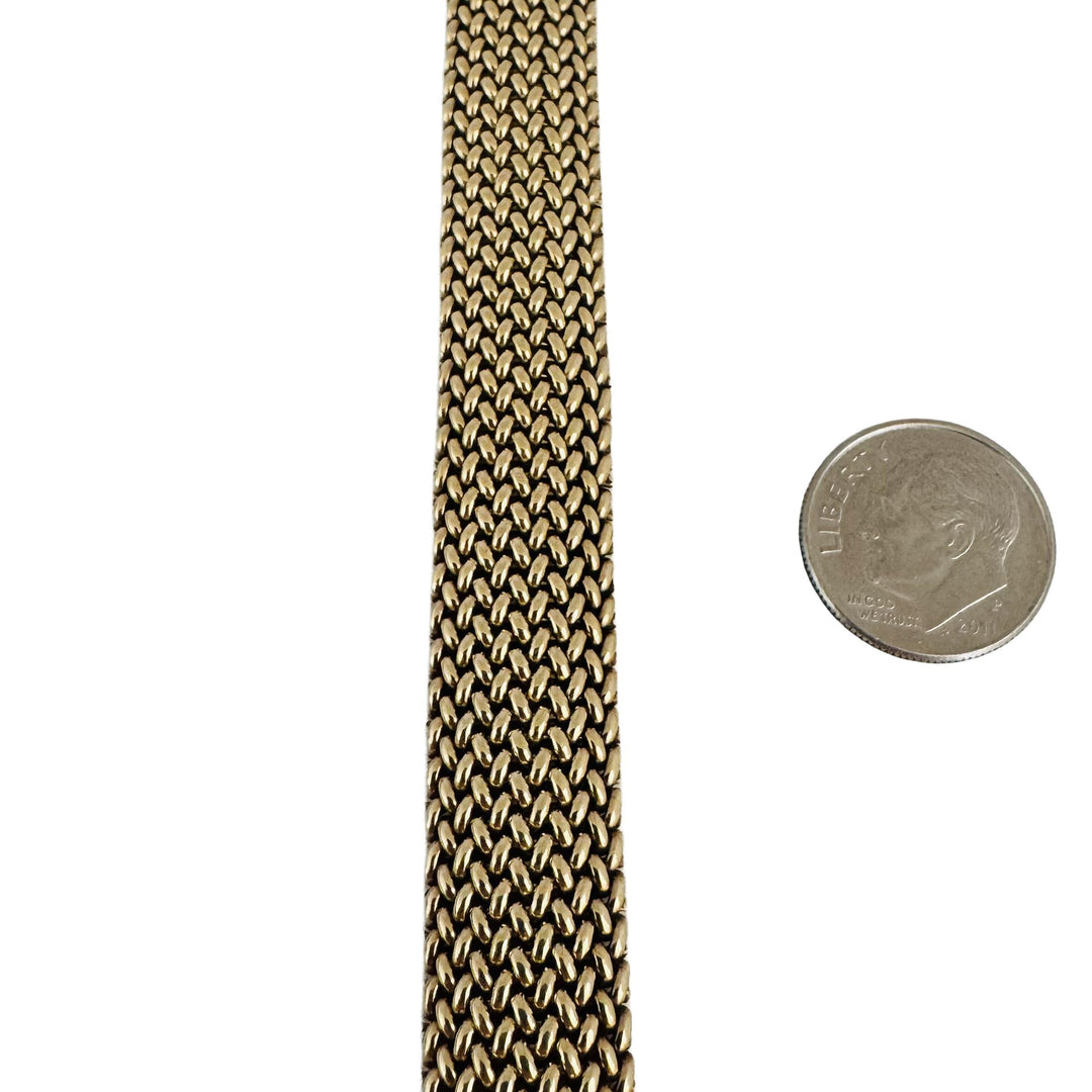 14k Yellow Gold 37g Heavy Solid Vintage 12.5mm Mesh Link Bracelet 7.25"