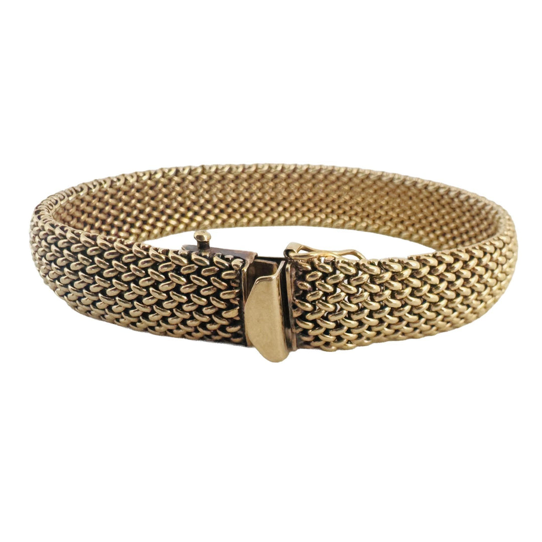 14k Yellow Gold 37g Heavy Solid Vintage 12.5mm Mesh Link Bracelet 7.25"