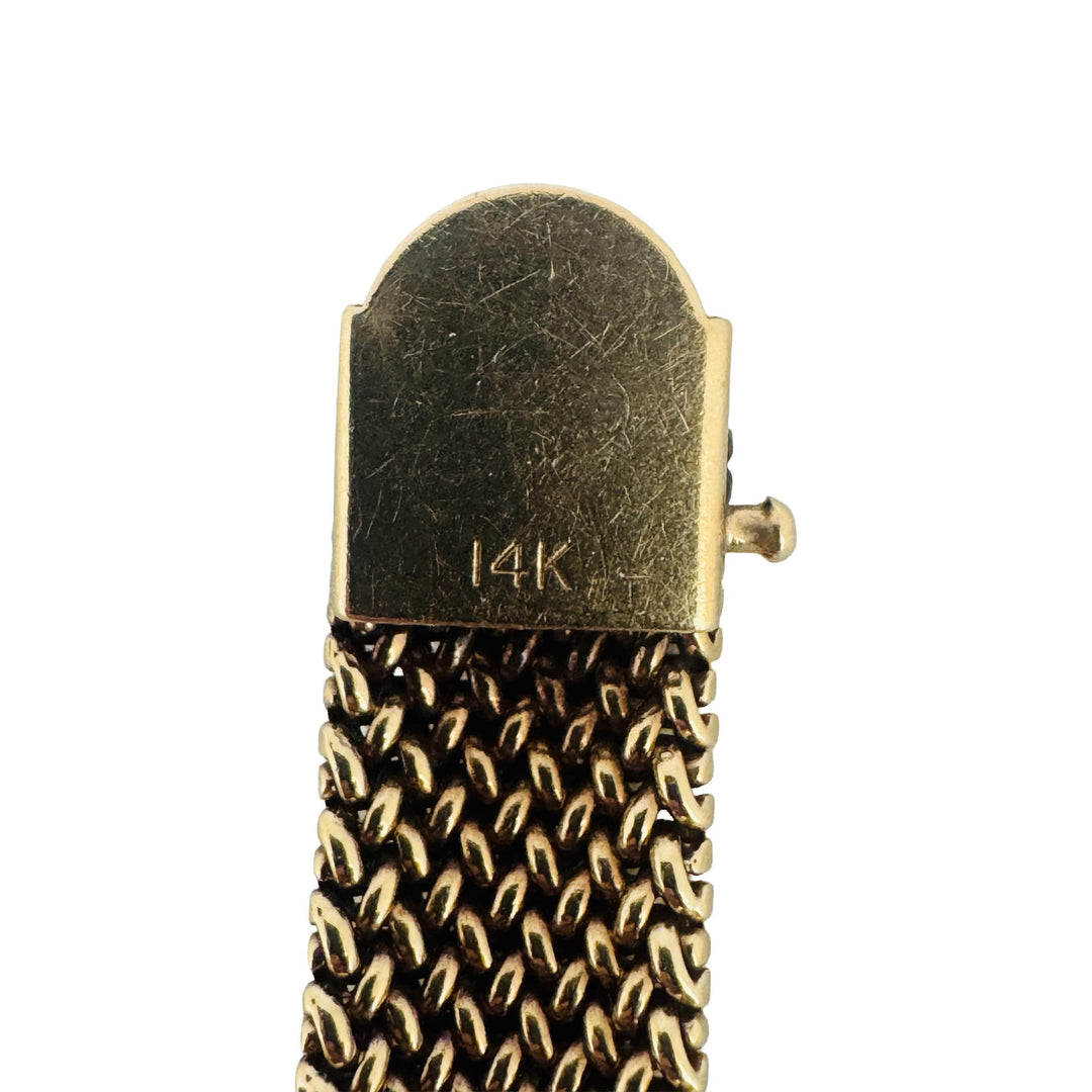 14k Yellow Gold 37g Heavy Solid Vintage 12.5mm Mesh Link Bracelet 7.25"
