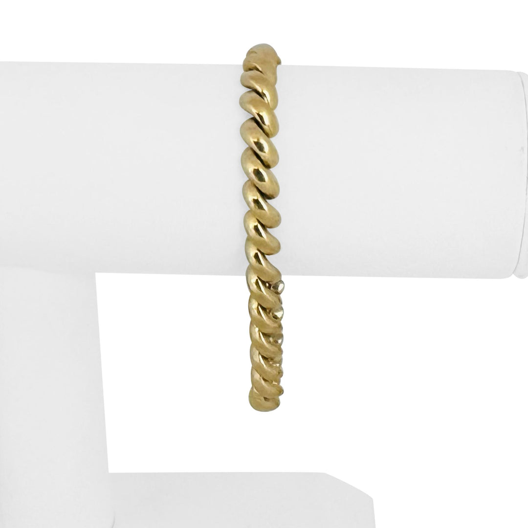 14k Yellow Gold 16.8g Ladies Polished 7mm San Marco Link Bracelet Italy 7.25"
