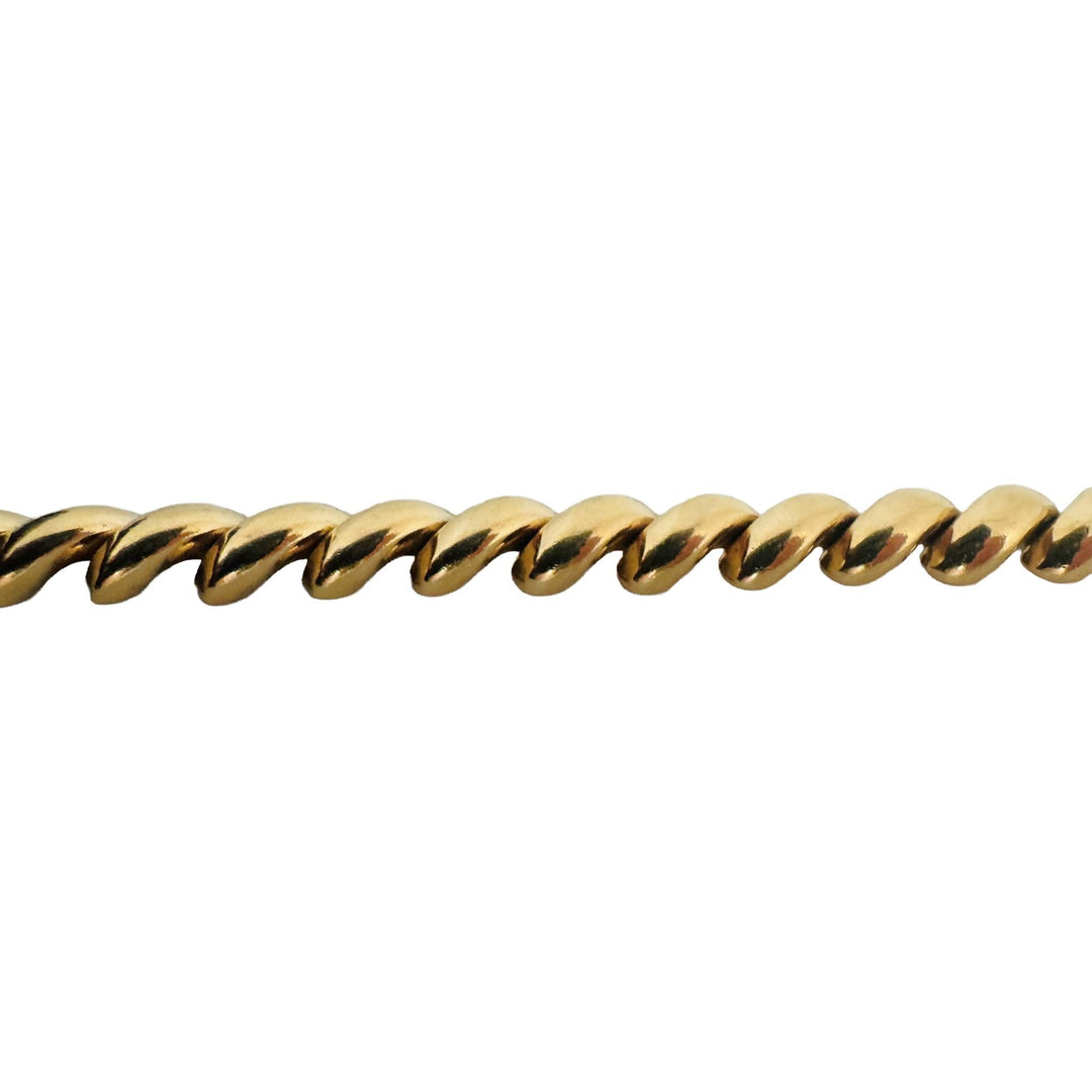 14k Yellow Gold 16.8g Ladies Polished 7mm San Marco Link Bracelet Italy 7.25"