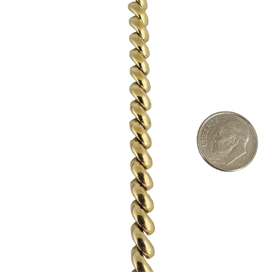 14k Yellow Gold 16.8g Ladies Polished 7mm San Marco Link Bracelet Italy 7.25"