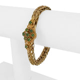 14k Yellow Gold and Emerald 21.3g Solid Chevon Link Bracelet 7"
