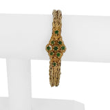 14k Yellow Gold and Emerald 21.3g Solid Chevon Link Bracelet 7"