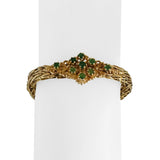 14k Yellow Gold and Emerald 21.3g Solid Chevon Link Bracelet 7"
