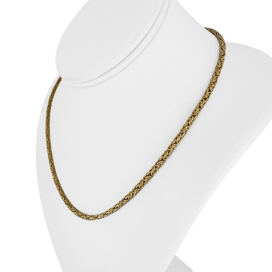 14k Yellow Gold 21g Solid Heavy 2.5mm Squared Byzantine Link Necklace Italy 18"