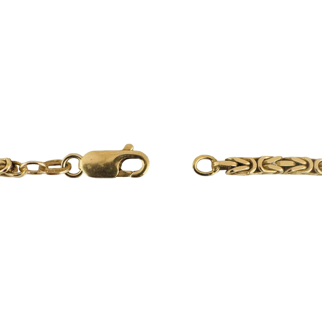14k Yellow Gold 21g Solid Heavy 2.5mm Squared Byzantine Link Necklace Italy 18"