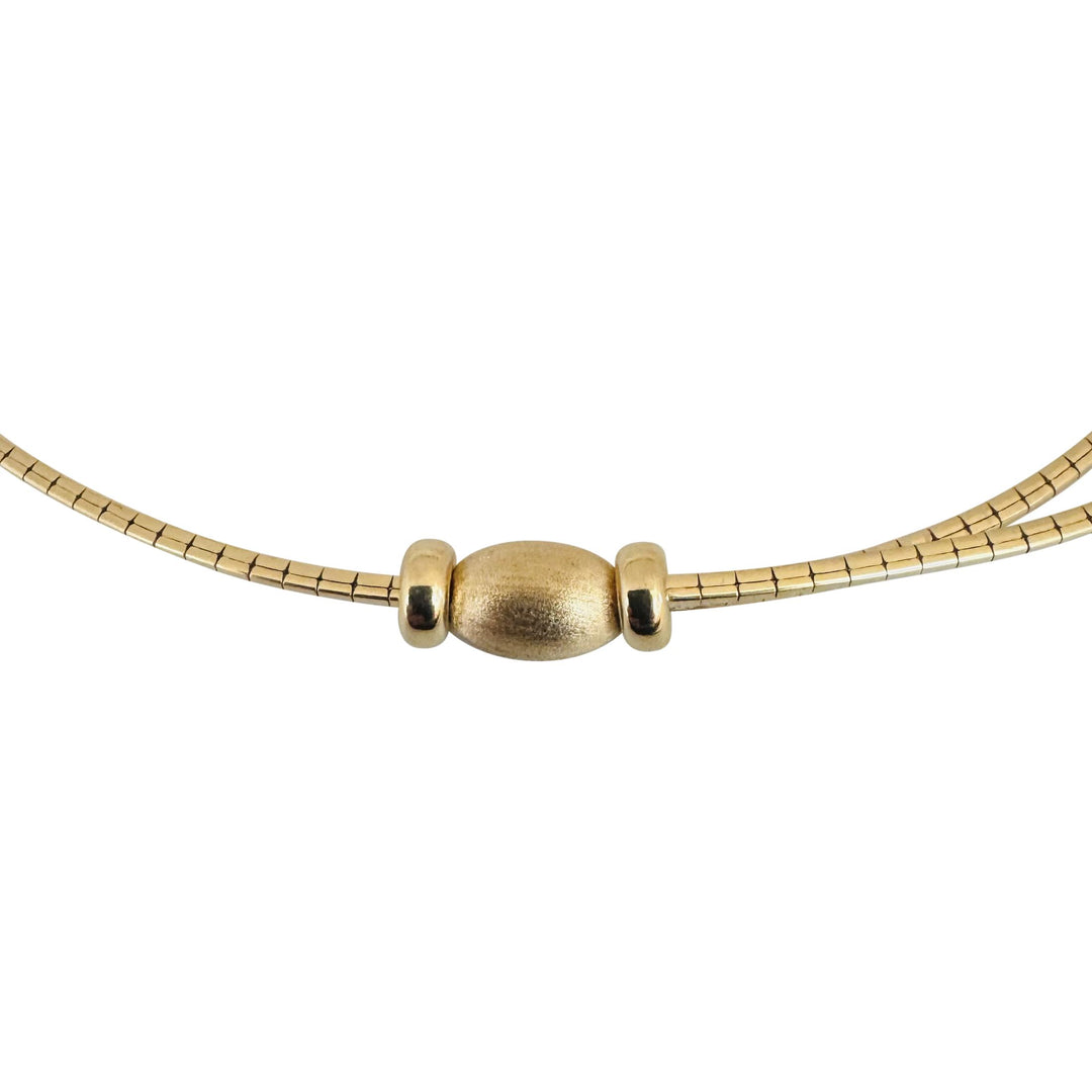 14k Yellow Gold 11.7g Solid Ladies Bead Station Omega Link Necklace Italy 18"