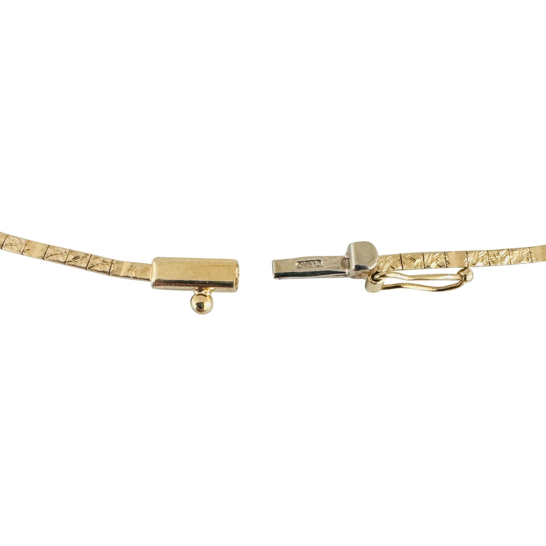14k Yellow Gold 11.7g Solid Ladies Bead Station Omega Link Necklace Italy 18"