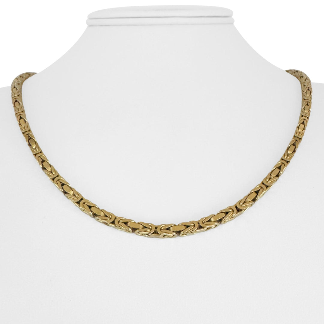 14k Yellow Gold 40g Solid Heavy 3.5mm Squared Byzantine Link Necklace Italy 20"