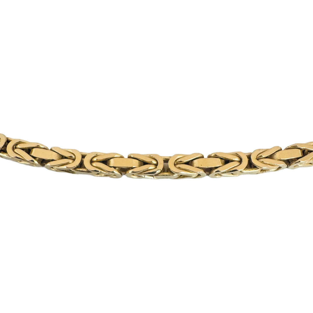 14k Yellow Gold 40g Solid Heavy 3.5mm Squared Byzantine Link Necklace Italy 20"