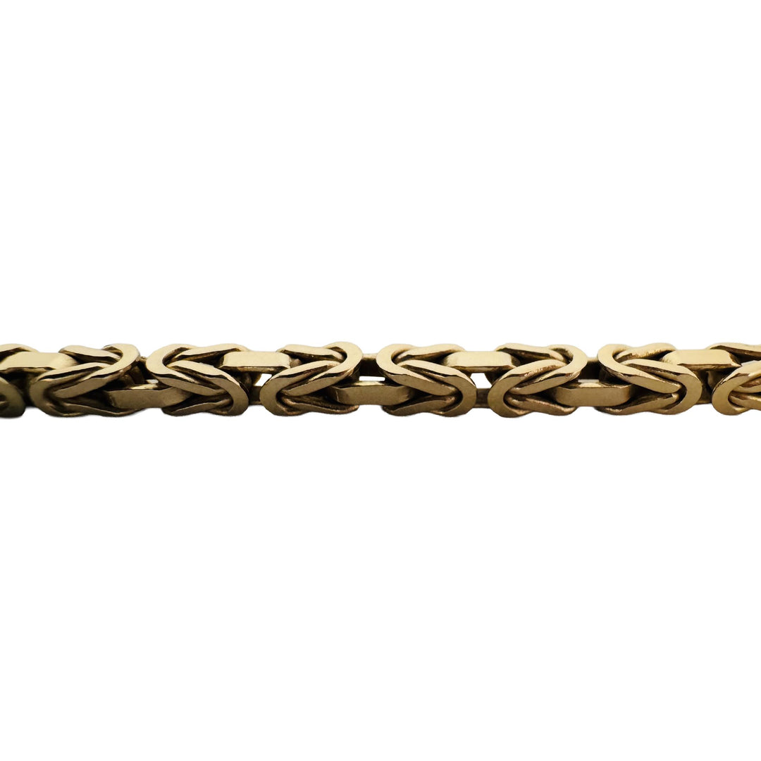 14k Yellow Gold 40g Solid Heavy 3.5mm Squared Byzantine Link Necklace Italy 20"