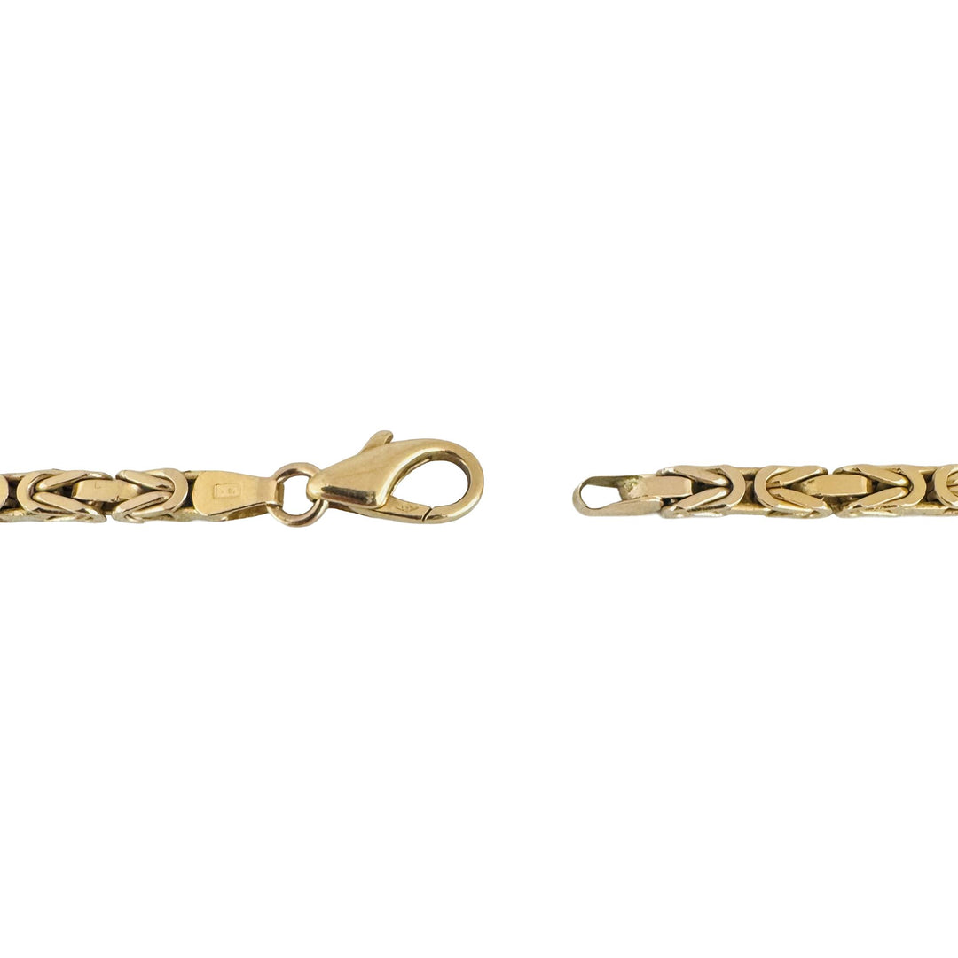 14k Yellow Gold 40g Solid Heavy 3.5mm Squared Byzantine Link Necklace Italy 20"
