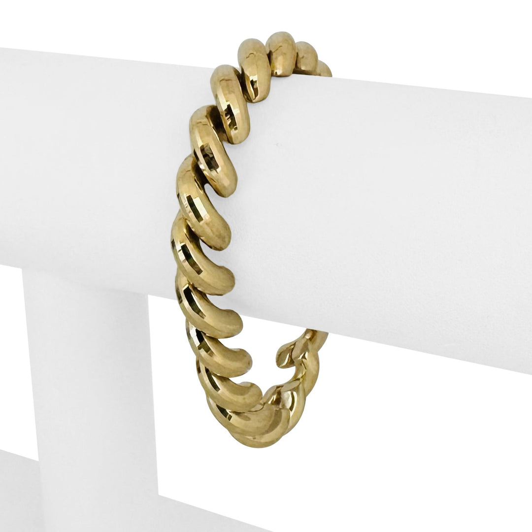14k Yellow Gold 18.7g Faceted Ladies 9.5mm San Marco Link Bracelet 7"