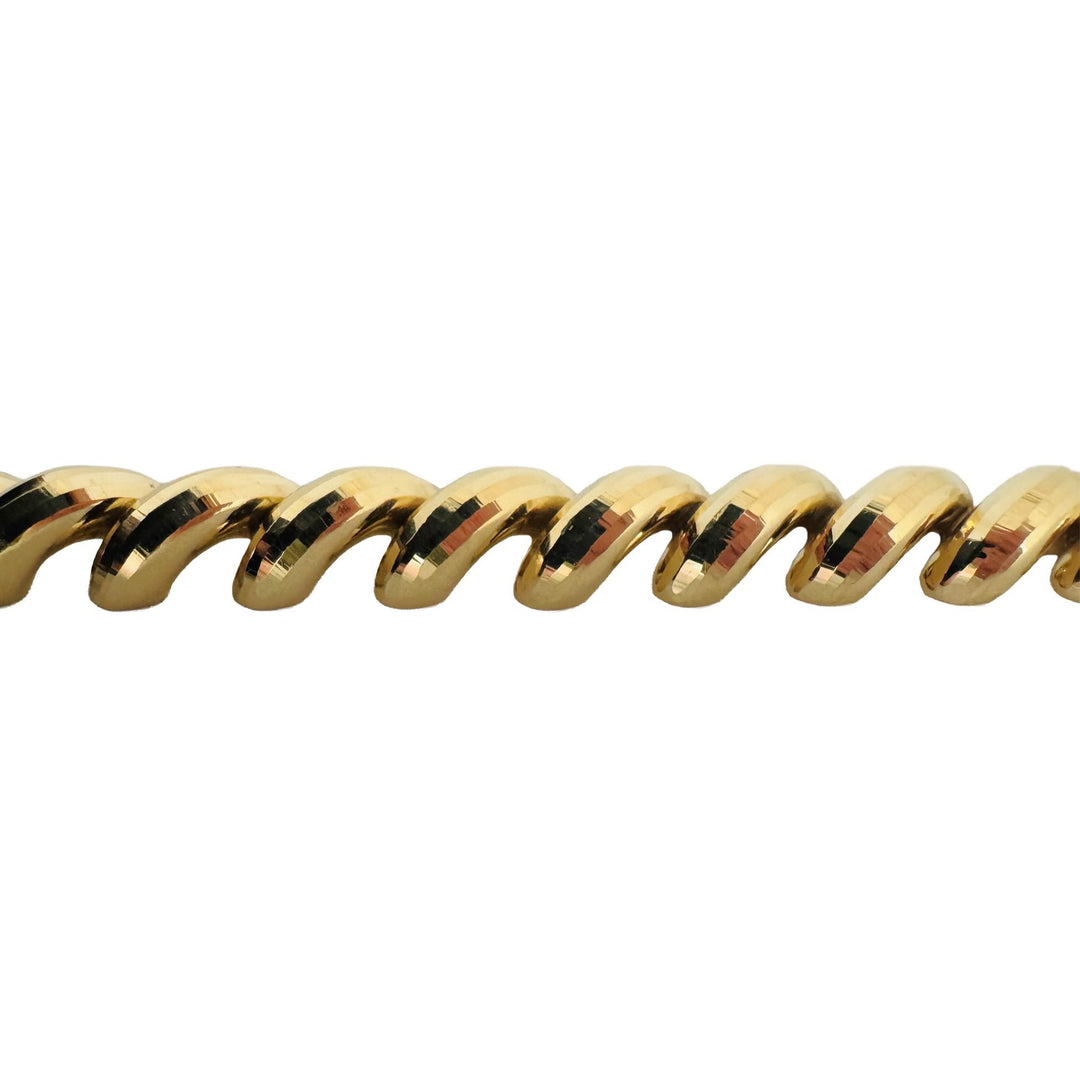 14k Yellow Gold 18.7g Faceted Ladies 9.5mm San Marco Link Bracelet 7"