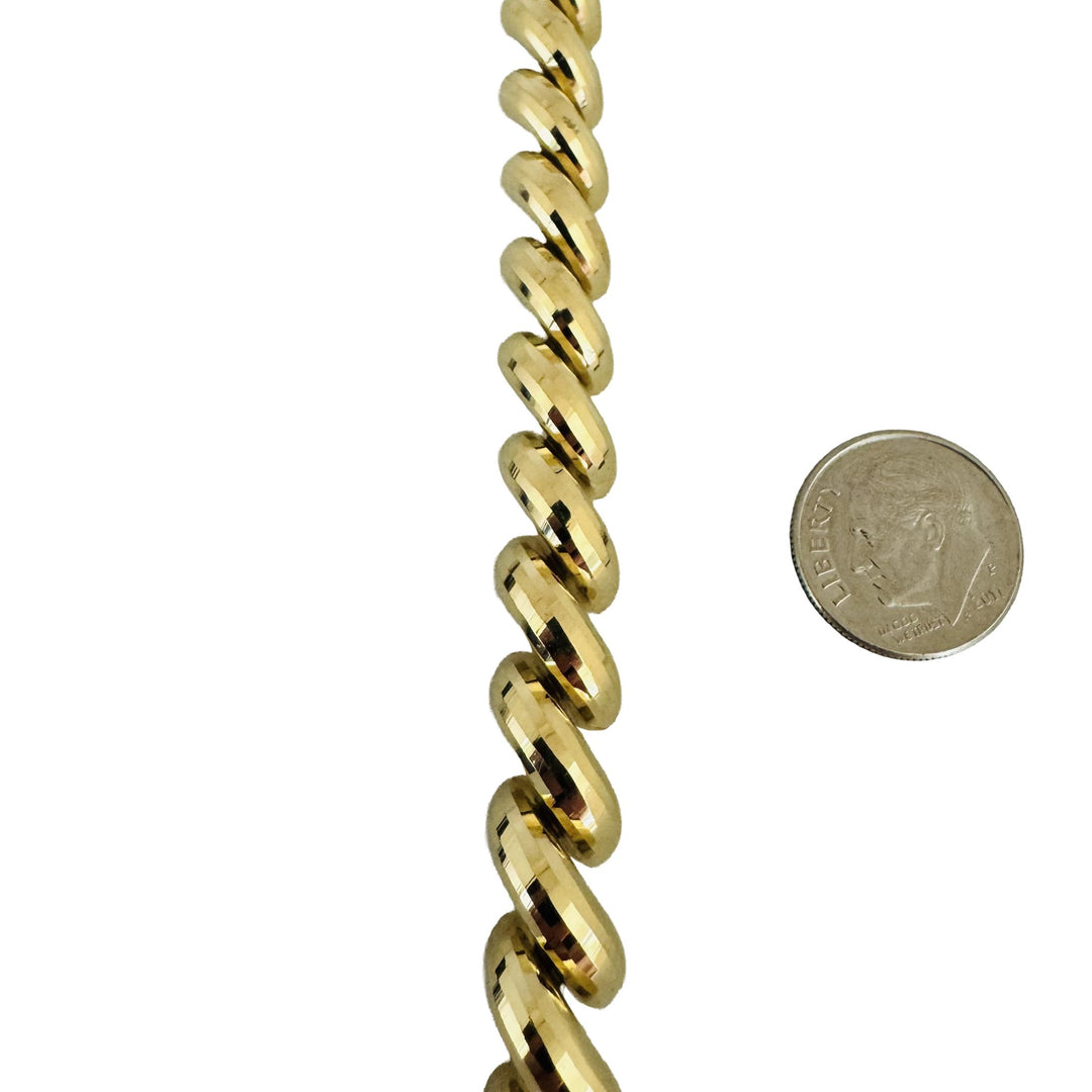 14k Yellow Gold 18.7g Faceted Ladies 9.5mm San Marco Link Bracelet 7"