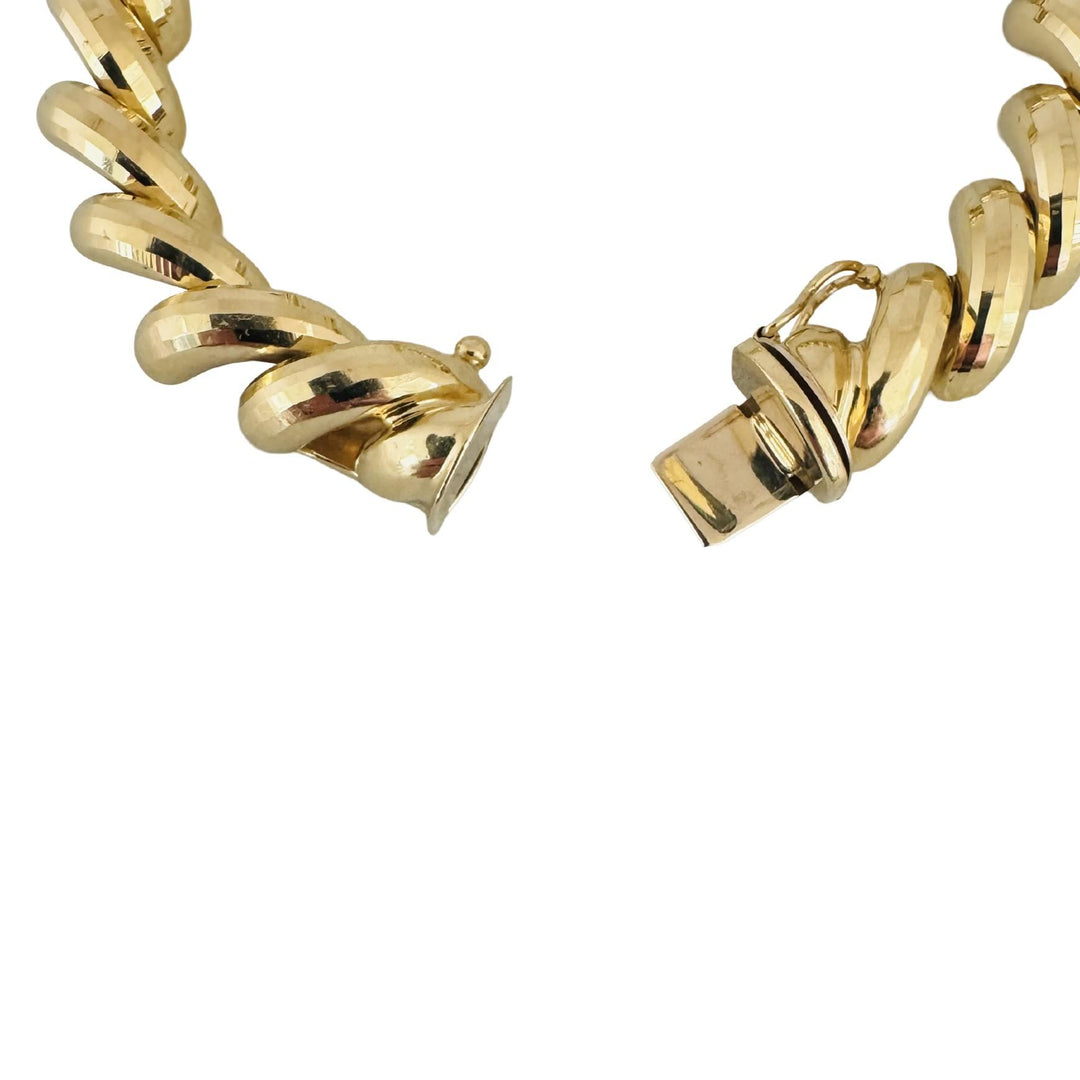 14k Yellow Gold 18.7g Faceted Ladies 9.5mm San Marco Link Bracelet 7"