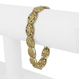 14k Yellow Gold 11g Solid Vintage 10mm Dolphin Panel Link Bracelet 7.25"