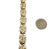 14k Yellow Gold 11g Solid Vintage 10mm Dolphin Panel Link Bracelet 7.25"