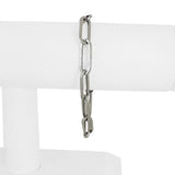 14k White Gold 5.3g Hollow Light 7mm Paperclip Link Bracelet 7.25"
