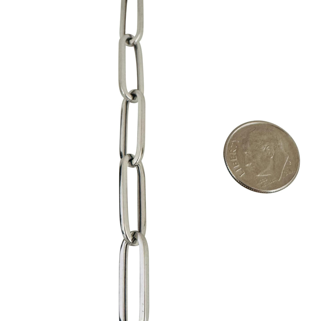 14k White Gold 5.3g Hollow Light 7mm Paperclip Link Bracelet 7.25"
