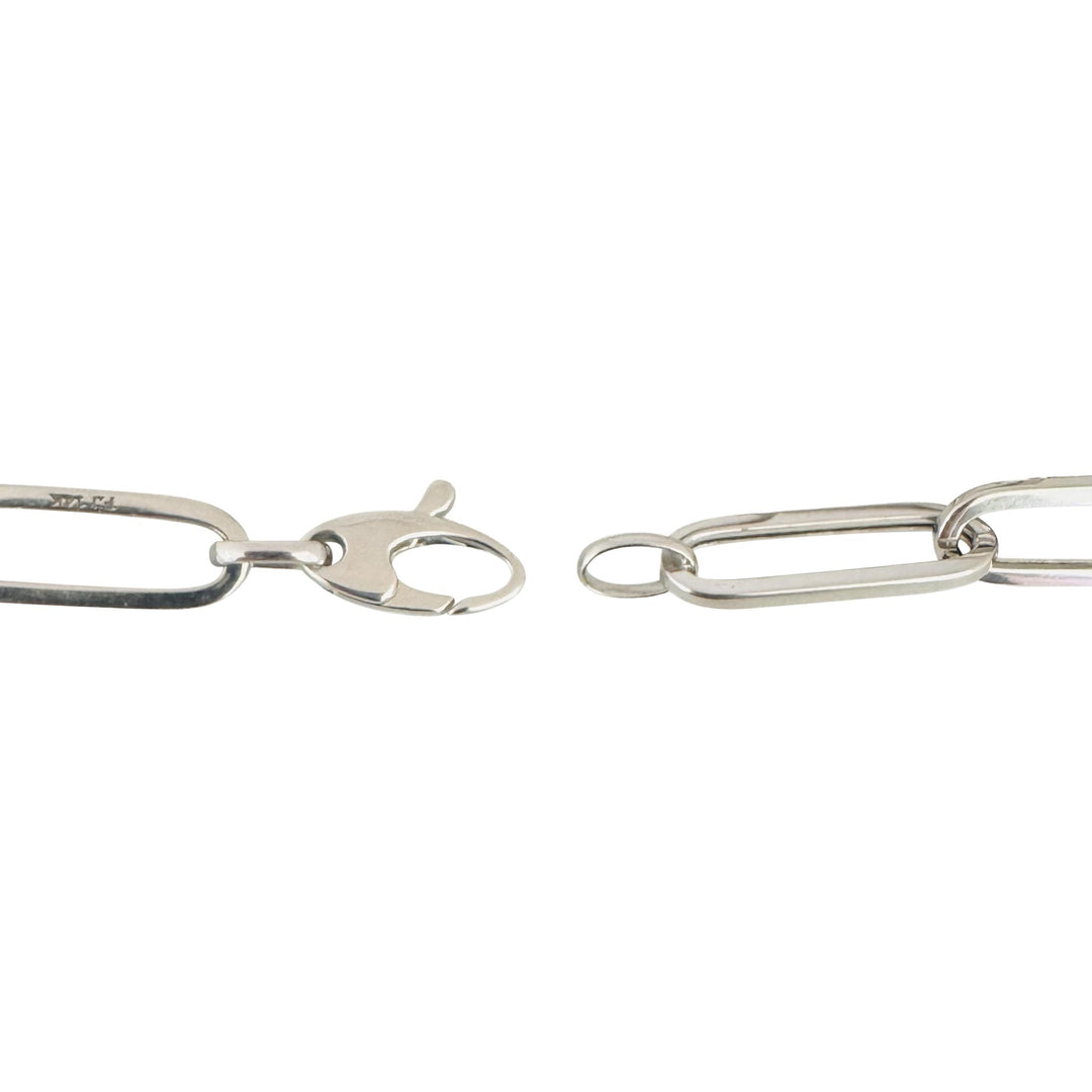 14k White Gold 5.3g Hollow Light 7mm Paperclip Link Bracelet 7.25"