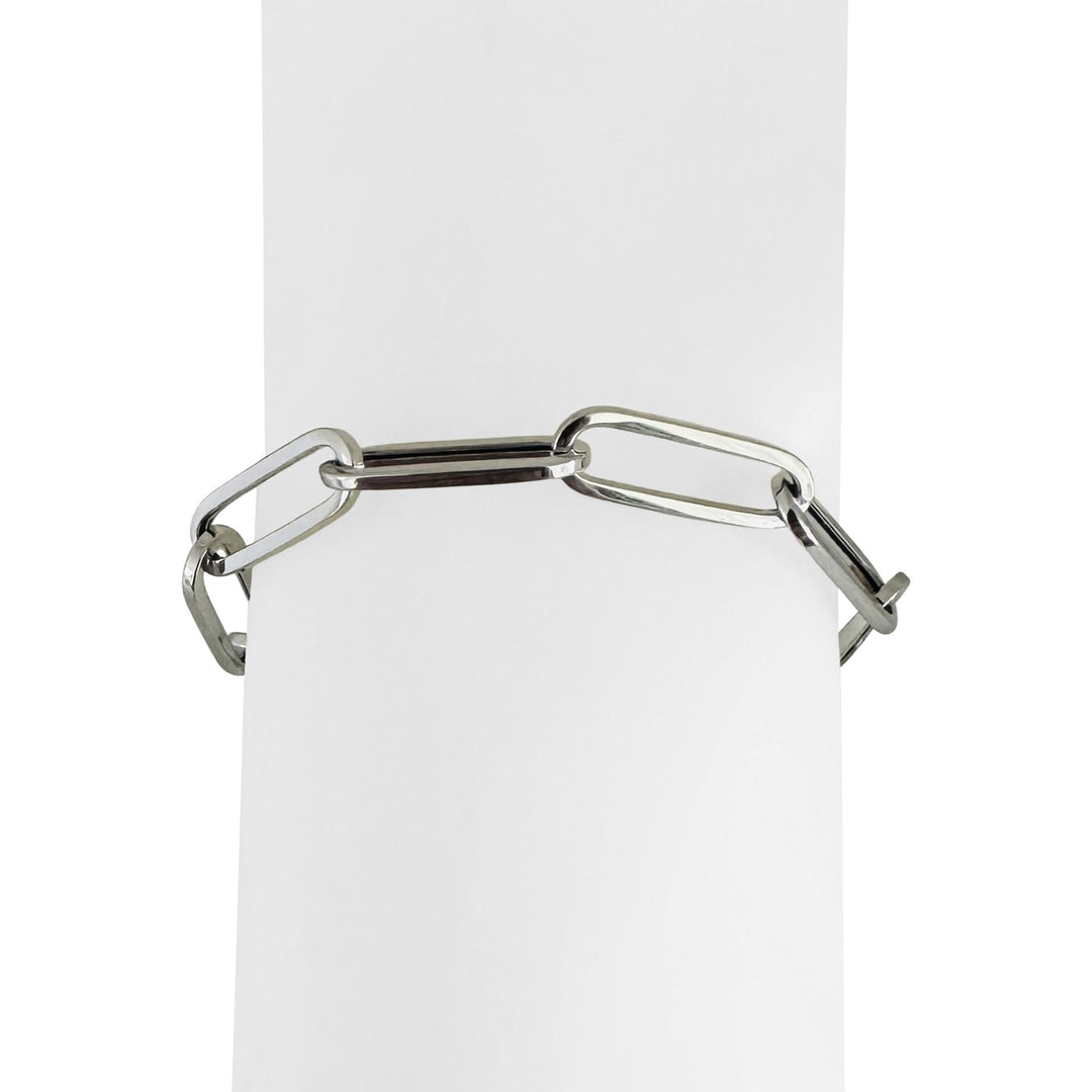 14k White Gold 5.3g Hollow Light 7mm Paperclip Link Bracelet 7.25"