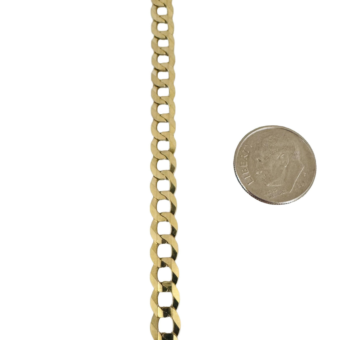 14k Yellow Gold 7.2g Solid Flat 5.5mm Curb Link Bracelet 8"