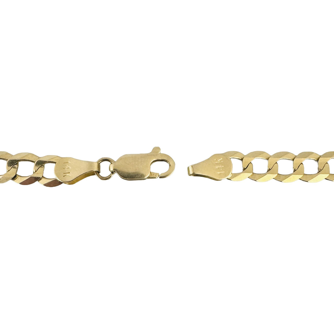 14k Yellow Gold 7.2g Solid Flat 5.5mm Curb Link Bracelet 8"
