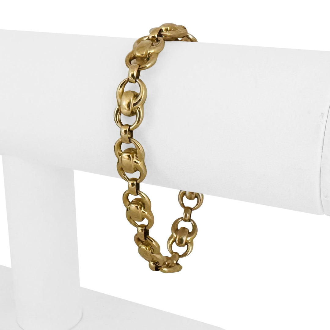 14k Yellow Gold 9.8g UnoAErre Ladies 8.5mm Fancy Link Bracelet Italy 7.25"