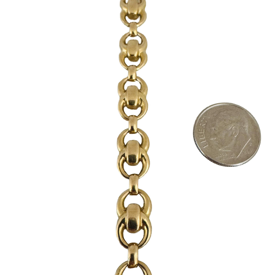 14k Yellow Gold 9.8g UnoAErre Ladies 8.5mm Fancy Link Bracelet Italy 7.25"