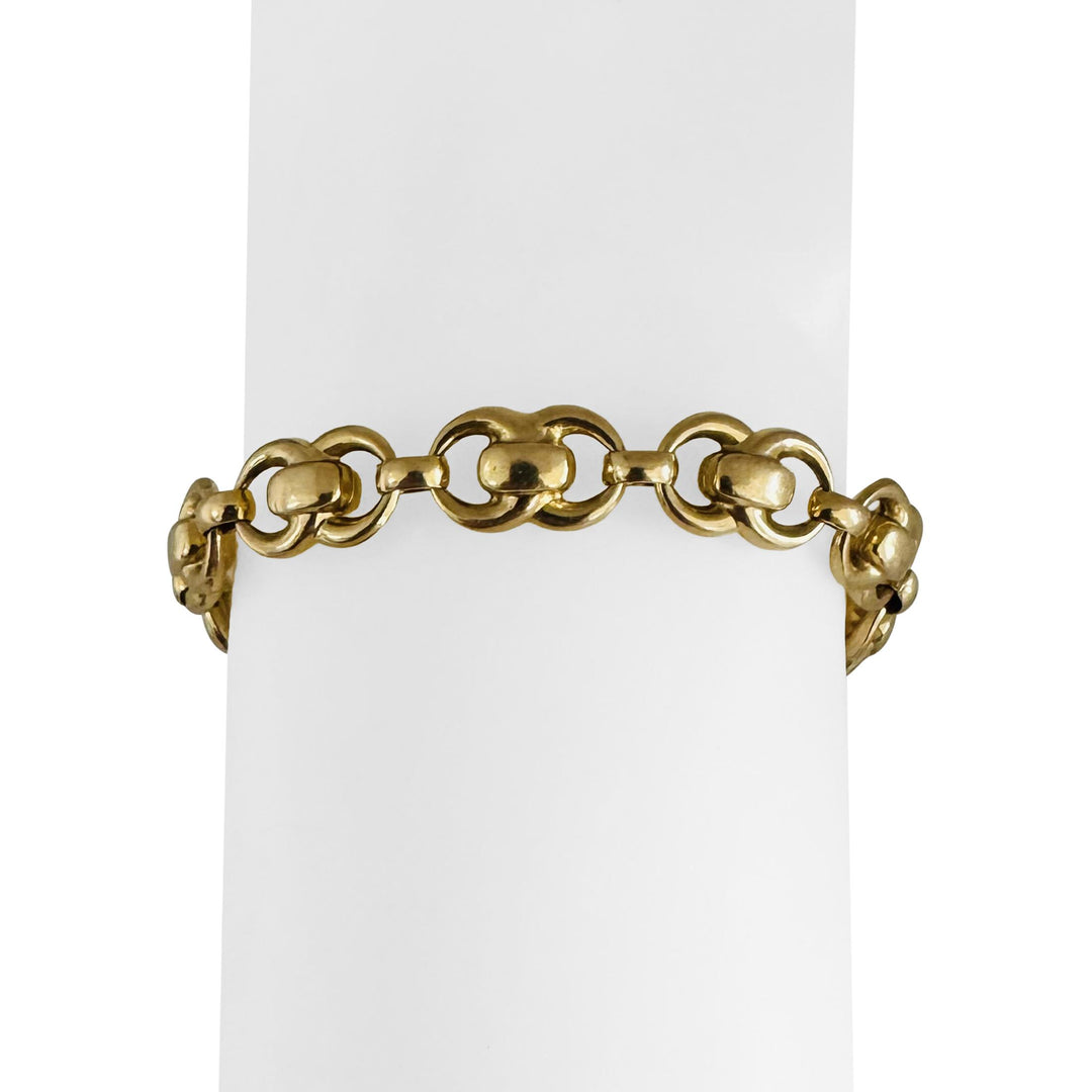 14k Yellow Gold 9.8g UnoAErre Ladies 8.5mm Fancy Link Bracelet Italy 7.25"