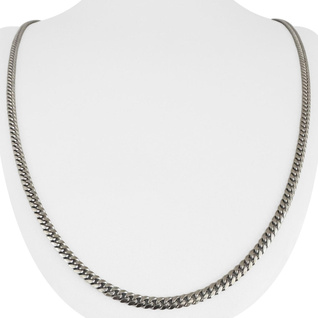 14k White Gold 22g Solid Heavy 3.5mm Curb Cuban Link Chain Necklace Italy 25"