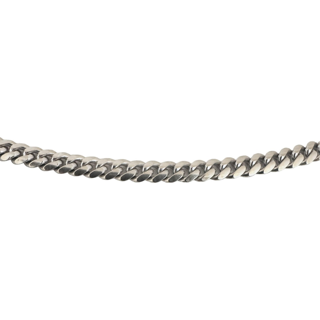 14k White Gold 22g Solid Heavy 3.5mm Curb Cuban Link Chain Necklace Italy 25"