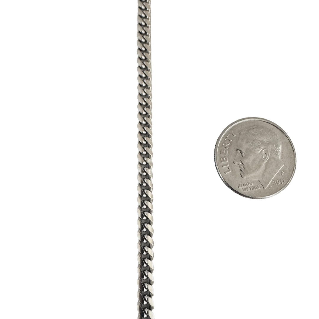 14k White Gold 22g Solid Heavy 3.5mm Curb Cuban Link Chain Necklace Italy 25"
