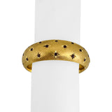 14k Yellow Gold and Ruby 69g Heavy Vintage Florentine Bangle Bracelet 7.25"