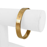 14k Yellow Gold 13.9g Ladies Flat Edge Engraved and Polished Bangle Bracelet 7"