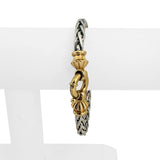 14k White and Yellow Gold 11.8g Two Tone Wheat Bracelet Italy 7.5"