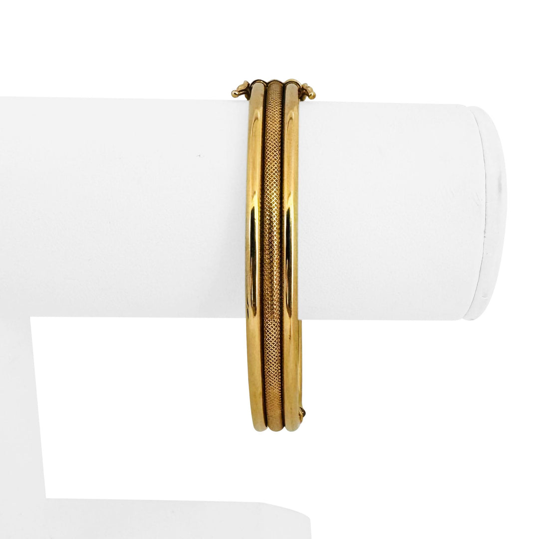 14k Yellow Gold 11.8g Polished and Textured Three Bangle Bracelet Italy 7"