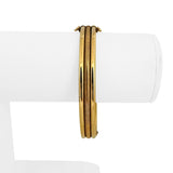 14k Yellow Gold 11.8g Polished and Textured Three Bangle Bracelet Italy 7"