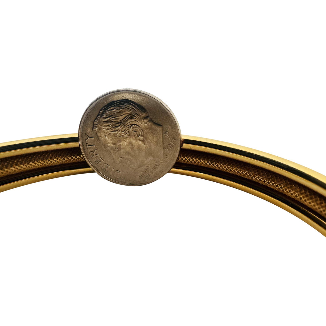 14k Yellow Gold 11.8g Polished and Textured Three Bangle Bracelet Italy 7"