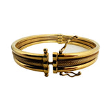 14k Yellow Gold 11.8g Polished and Textured Three Bangle Bracelet Italy 7"