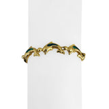 14k Yellow Gold and Opal 16.5g Solid Dolphin Link Bracelet 7"