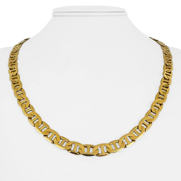 14k Yellow Gold 44g Solid Heavy 7.5mm Mariner Link Chain Necklace Italy 21