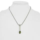 14k White Gold and Peridot Slide Pendant 12.6g Snake Link Necklace Italy 17"