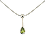 14k White Gold and Peridot Slide Pendant 12.6g Snake Link Necklace Italy 17"